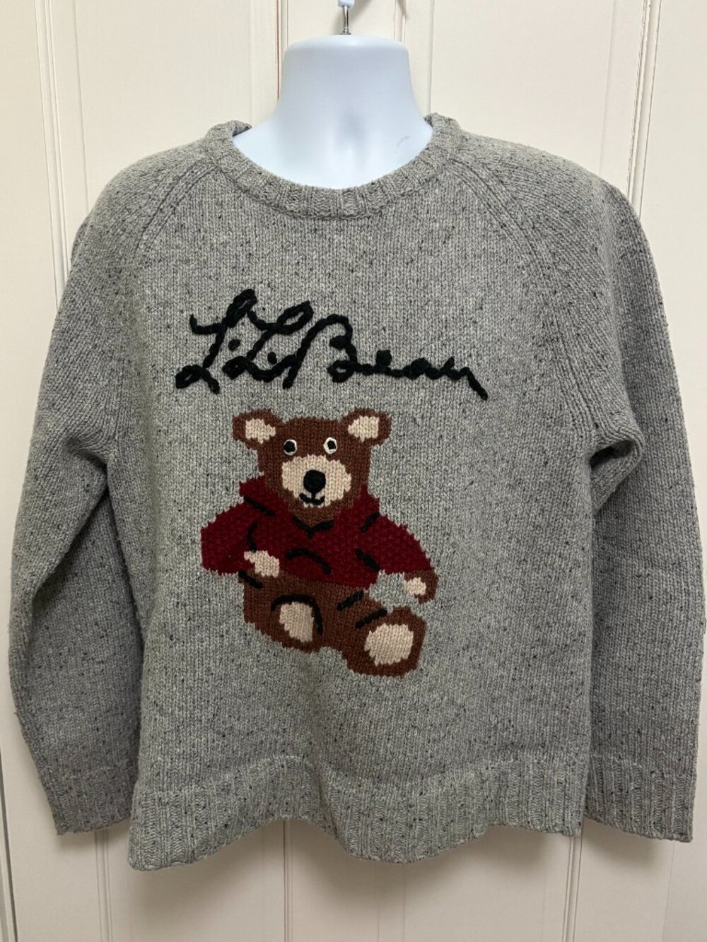 Todd Snyder x L.L. Bean Intarsia Knit Bear Sweater Heritage Gray Oatmeal Wool